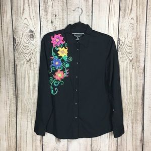Lawman Black Floral Embroidered Shirt